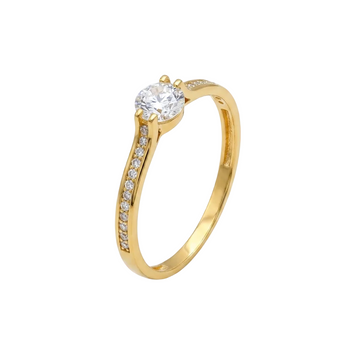 Real Gold Elegant Solitaire Line Stone Ring 0335 (Size 5.5) R2794