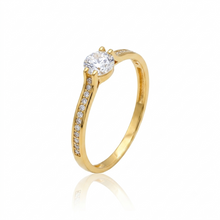 Real Gold Elegant Solitaire Line Stone Ring 0335 (Size 8.5) R2791
