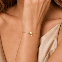 Real Gold Kitty Cat Red Heart Bracelet (19 CM) 0358 BR1931