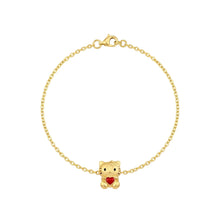 Real Gold Kitty Cat Red Heart Bracelet (19 CM) 0358 BR1931