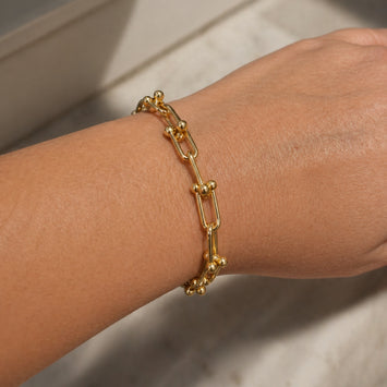 Real Gold GZTF Hardware With Real TF Lock Solid Chain Bracelet 0372 (19 C.M) BR1467