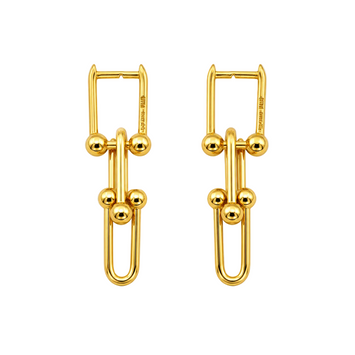Real Gold GZTF Hardware With Real TF Lock Solid Hanging Clip Earring Set 0372-4 E1824