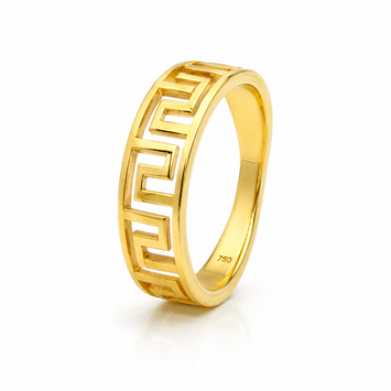 Real Gold Greek Maze Hoop Ring (Size 5) 0375 R2956