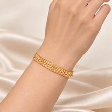 Real Gold 3D Maze Hoop Greek Key Cutout Bangle (Size 17) 0376 BA1715