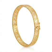 Real Gold 3D Maze Hoop Greek Key Cutout Bangle (Size 17) 0376 BA1715