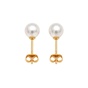 Real Gold Pearl Stud Earrings Set - Model 0451 E1955