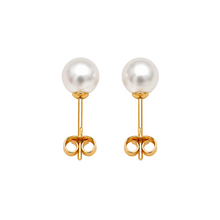 Real Gold Pearl Stud Earrings Set - Model 0451 E1955
