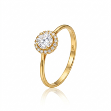 Real Gold Fine Round Spark Stone Ring 0463 (Size 7.5) R2788