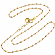 Real Gold 3 Color Beads Ball 1.5 MM Dangler Necklace (40 C.M) 0477 N1558