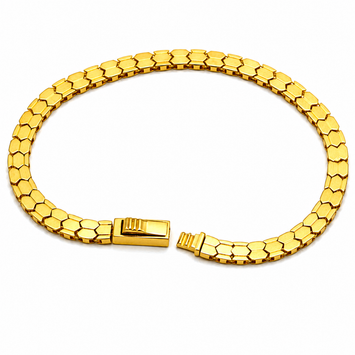 Real Gold Solid Hexagon Snake Scale Link With Clasp Lock Bracelet (19 C.M) 0496 BR1918