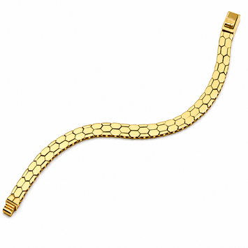 Real Gold Solid Golden Hex Weave Bracelet (18 C.M) - Model 0497 BR1909