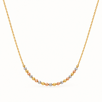 Real Gold Multi 3 Color Gold Texture Beads Adjustable Size Necklace 40+ 5 = 45 CM 0479 N1565
