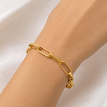 Real Gold Maze Hoop Paper Clip Bracelet CVB 0502-1BL (21 CM) BR1876