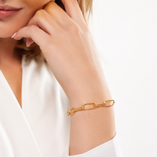 Real Gold Maze Hoop Paper Clip Bracelet CVB 0502-1BL (20 CM) BR1877