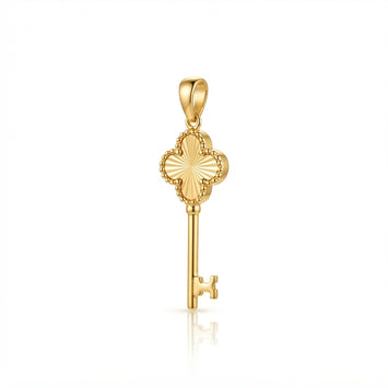 Real Gold Reversible Clover Key Pendant 2507  P 2049