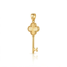 Real Gold Reversible Clover Key Pendant 2507  P 2049