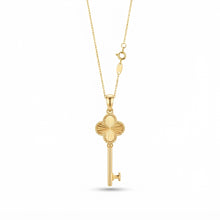 Real Gold Reversible Clover Key Necklace 2507  CWP 2049