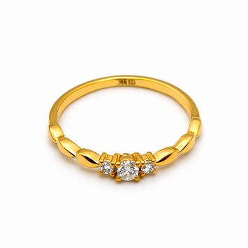 Real Gold 3 Stone Drop Ring 0534 (Size 9) R1913