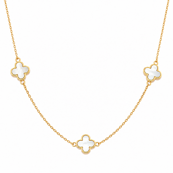 Real Gold 3 Pearl Shell Necklace (45 C.M) GZJVN 0597 N1466