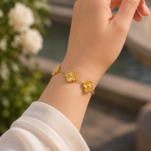 Real Gold Solid 5 Clover Adjustable Size Bracelet (15 + 2 = 17C.M) - Model 5VC GZJVN TBS-0732/1BL BR1882