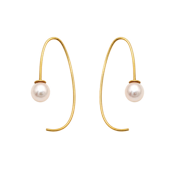 Real Gold Hook Pearl Earrings Set - Model 0955 E1954