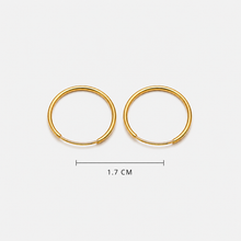 Real Gold Round Plain Loop Earrings Set (1.7 cm) - Model 0001/15/10M E1939