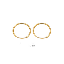 Real Gold Round Plain Loop Earrings Set (1.7 cm) - Model 0001/15/10M E1939
