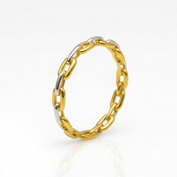 Real Gold 2 Color Cable Twisted Unisex Ring 1090 (SIZE 10) R2269