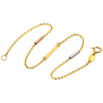 Real Gold Luxury 3-Color Roller Sleeves Plate Design Bracelet (19 C.M) - Model 1018 BR1673