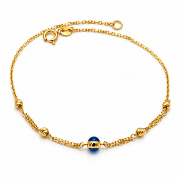 Real Gold Dual Chain Evil Eye Bracelet (19 C.M) 1037 BR1950