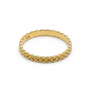 Real Gold Plain Beads Twisted Unisex Engagement Ring 1066 (Size 6) R2845