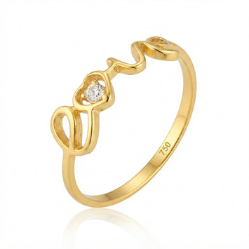 Real Gold Love Script Ring (Size 5) 1076 R2981