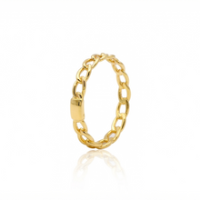 Real Gold Open Curb Chain Belt Band Ring (Size 7) 1081 R3012