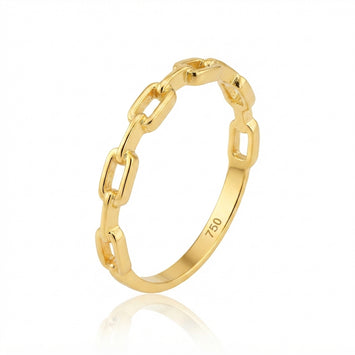 Real Gold Paperclip Chain Link Ring (Size 8) 1082 R2986