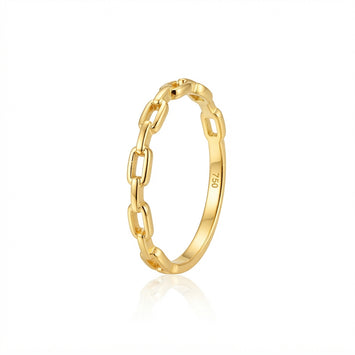 Real Gold Paperclip Chain Link Ring (Size 5) 1082 R2989