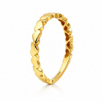 Real Gold Linked Hearts Band Ring (Size 5) 1097 R2960