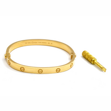 Real Gold GZCR Curved Rectangle Double Sided Screw Bangle BLZ 0254/2 (SIZE 15) A BA1363