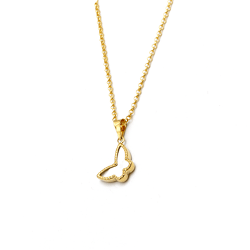 Real Gold GZVC Butterfly Pearl Pendant With Hollow Rolo Chain 5724 GZJVN 0115 CWP 1864