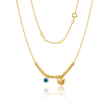 Real Gold Evil Eye Heart Charm Texture Balls Necklace (45 C.M) 1114 N1577