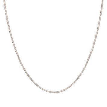 Real White Gold Curb Flat Carpet Chain Necklace 1153 (45 C.M) CH1251