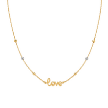 Real Gold Love Necklace with 2 color 6 textured Ball Chain Necklace (40 C.M) 1172 YW N1549