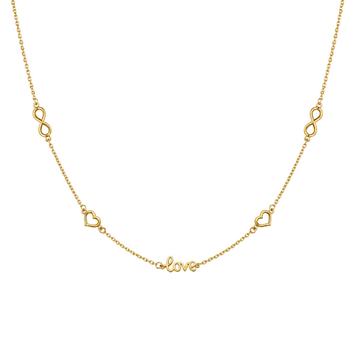 Real Gold Infinity Heart Love Necklace 1177 (45 C.M) N1529