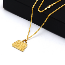 Real Gold GZLV Luxury Bag 2 Side 3D Pendant 0500/3KU With Wide Wheat Chain 1.5 MM Thick 4170 Necklace CWP 1819