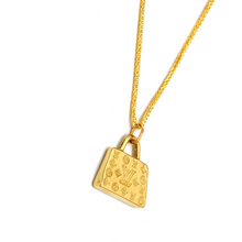 Real Gold GZLV Luxury Bag 2 Side 3D Pendant 0500/3KU With Wide Wheat Chain 1.5 MM Thick 4170 Necklace CWP 1819