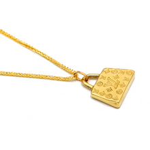 Real Gold GZLV Luxury Bag 2 Side 3D Pendant 0500/3KU With Wide Wheat Chain 1.5 MM Thick 4170 Necklace CWP 1819