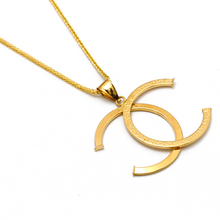 Real Gold GZCH Plain Maze Hoop Large Pendant, Model L0154 - 3KU, With Wide Wheat Chain, 1.5 MM Thick, Model 4170 CWP 1938