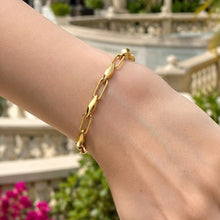 Real Gold Paperclip Marquise Link Bracelet 4046 BR1922