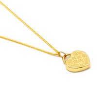 Real Gold GZLV Luxury Heart 2 Side 3D Pendant 0500/2KU With Wide Wheat Chain 1.5 MM Thick 4170 Necklace CWP 1820