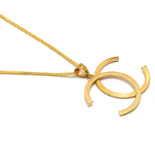 Real Gold GZCH Plain Maze Hoop Large Pendant, Model L0154 - 3KU, With Wide Wheat Chain, 1.5 MM Thick, Model 4170 CWP 1938