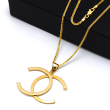 Real Gold GZCH Plain Maze Hoop Large Pendant, Model L0154 - 3KU, With Wide Wheat Chain, 1.5 MM Thick, Model 4170 CWP 1938